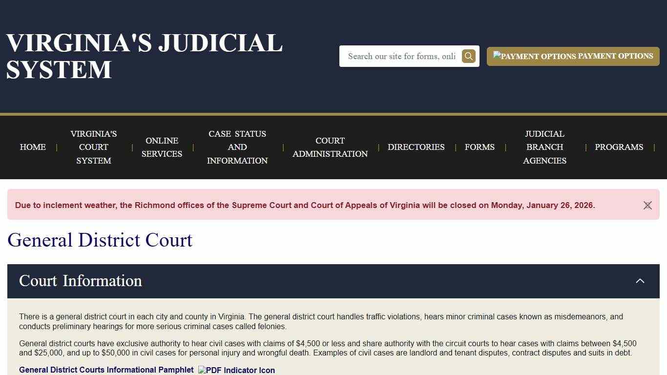 General District Court Virginia Court System